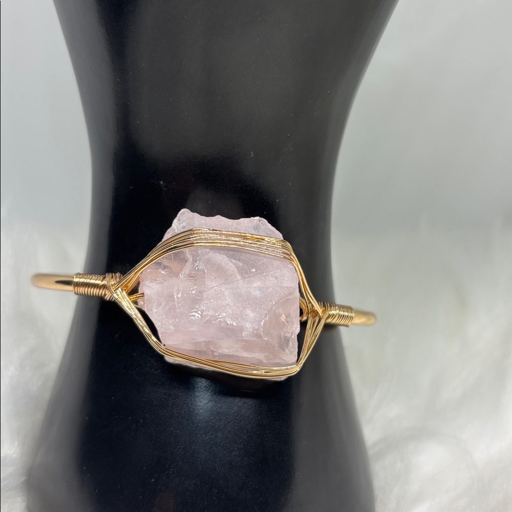 Rose Quartz Wire Wrapped Bangle - image 5